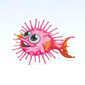 Unique Tropical Ocean Water Fish Cartoon Style Single Decor Sticker